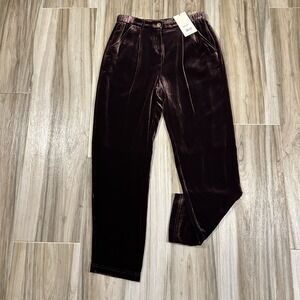 NWT Poetry Silk Velvet Trousers US 6/UK 10 Prune Purple Grunge Boho Holiday Twee